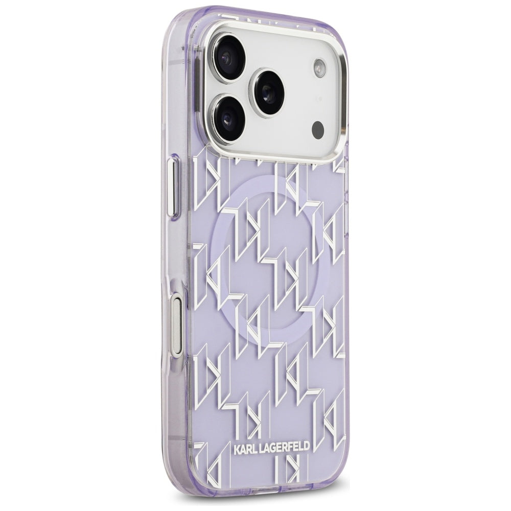 MagSafe Hülle für Apple iPhone 17 Pro, Karl Lagerfeld, IML KL Monogram, Lila