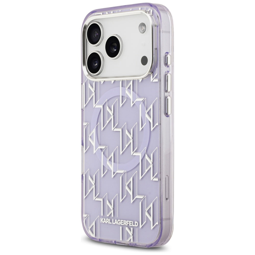 MagSafe Hülle für Apple iPhone 17 Pro, Karl Lagerfeld, IML KL Monogram, Lila