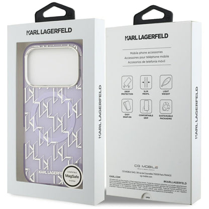 MagSafe Hülle für Apple iPhone 17 Pro, Karl Lagerfeld, IML KL Monogram, Lila