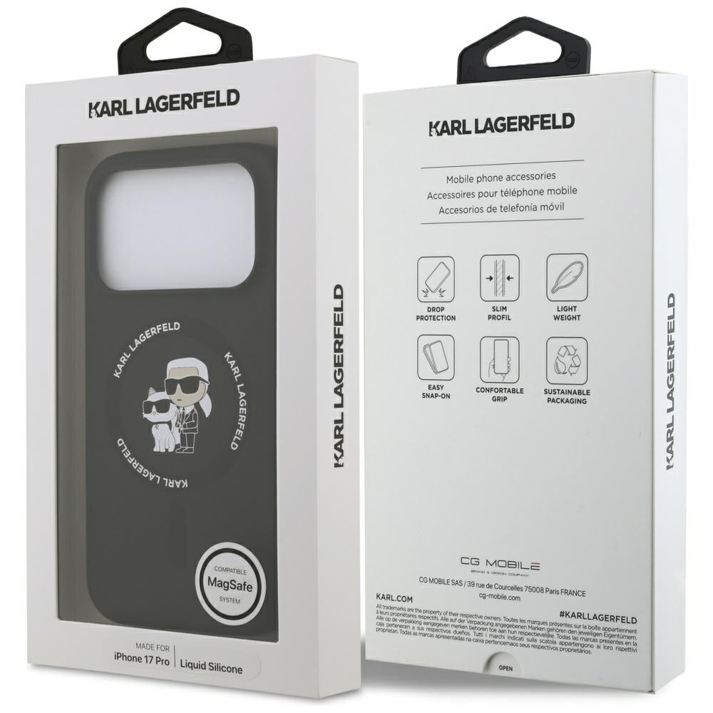 MagSafe Hülle für Apple iPhone 17 Pro, Karl Lagerfeld, Ring Karl & Choupette, Schwarz