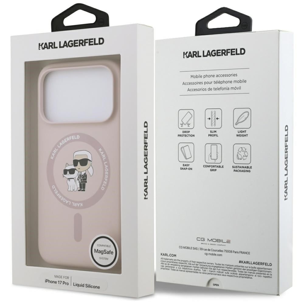 MagSafe Hülle für Apple iPhone 17 Pro, Karl Lagerfeld, Ring Karl & Choupette, Rosa