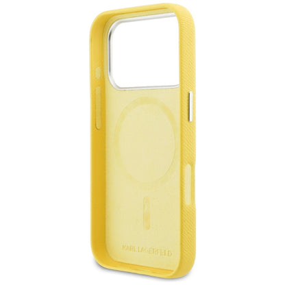 MagSafe Case for Apple iPhone 17 Pro, Karl Lagerfeld, Saffiano Karl & Choupette Pins, Yellow