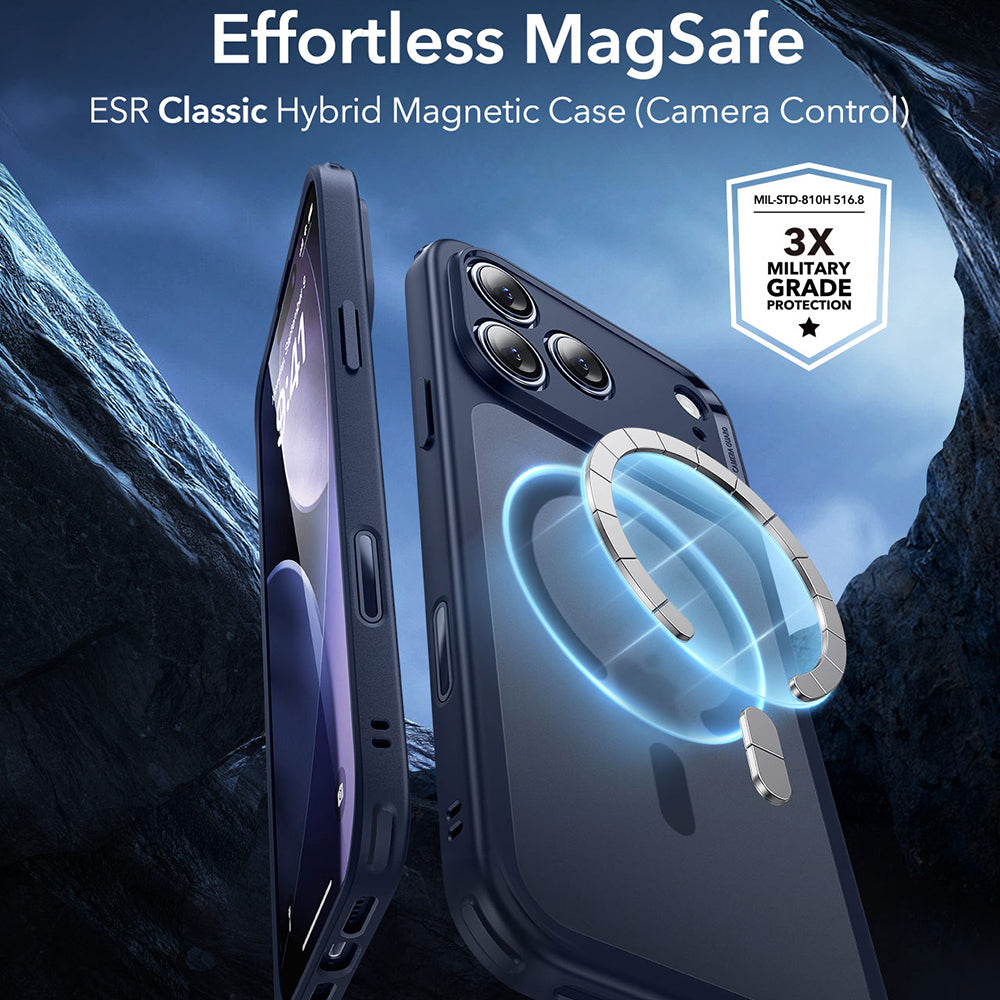 MagSafe Hülle für Apple iPhone 17 Pro Max, ESR, Classic Hybrid, Satin Blau