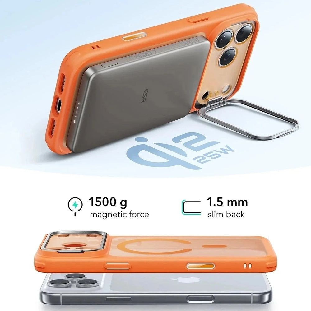 MagSafe Case for Apple iPhone 17 Pro Max, ESR, Classic Hybrid Kickstand, Satin Orange