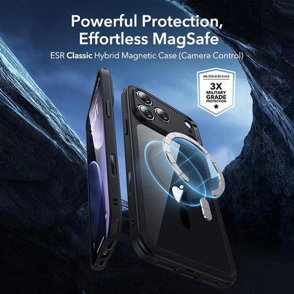 MagSafe Hülle für Apple iPhone 17 Pro Max, ESR, Classic Hybrid mit Displayschutz, Schwarz Transparent