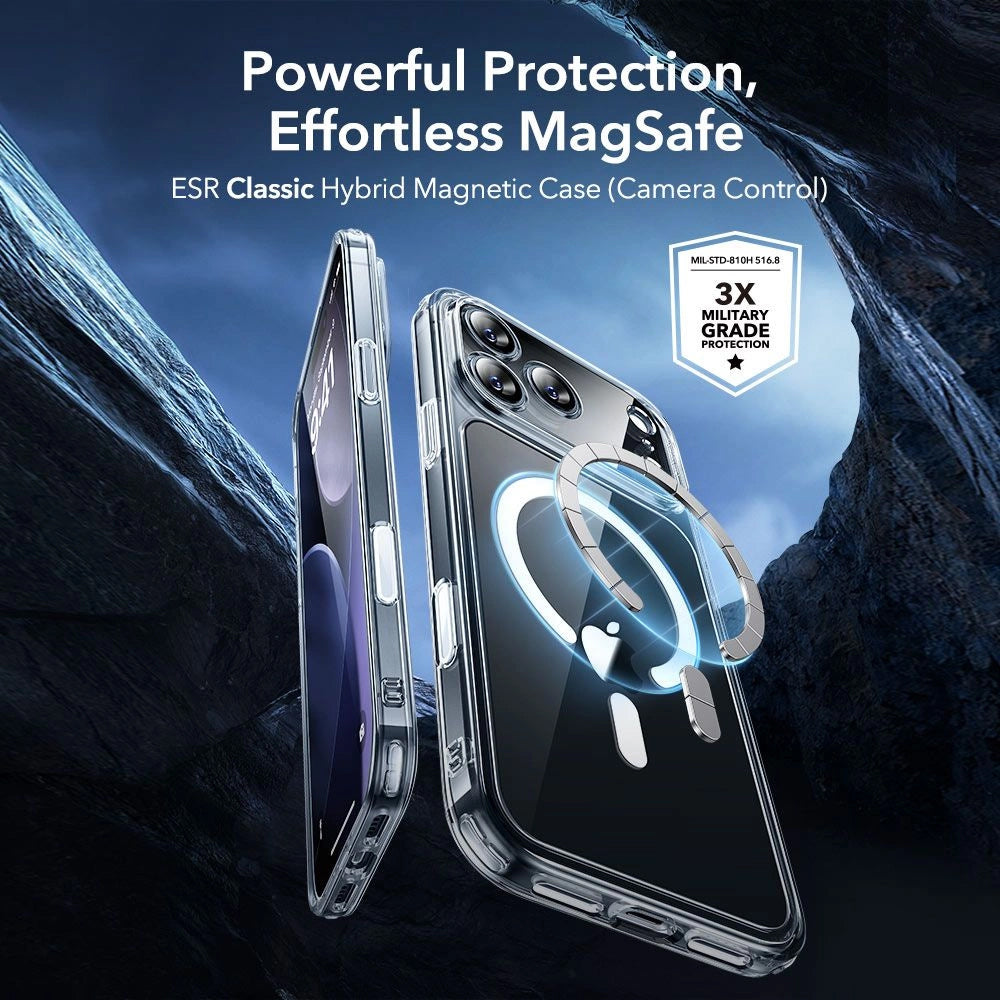 MagSafe Hülle für Apple iPhone 17 Pro Max, ESR, Classic Hybrid mit Displayschutz, Transparent