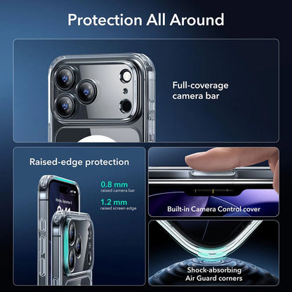 MagSafe Hülle für Apple iPhone 17 Pro Max, ESR, Classic Hybrid mit Displayschutz, Transparent