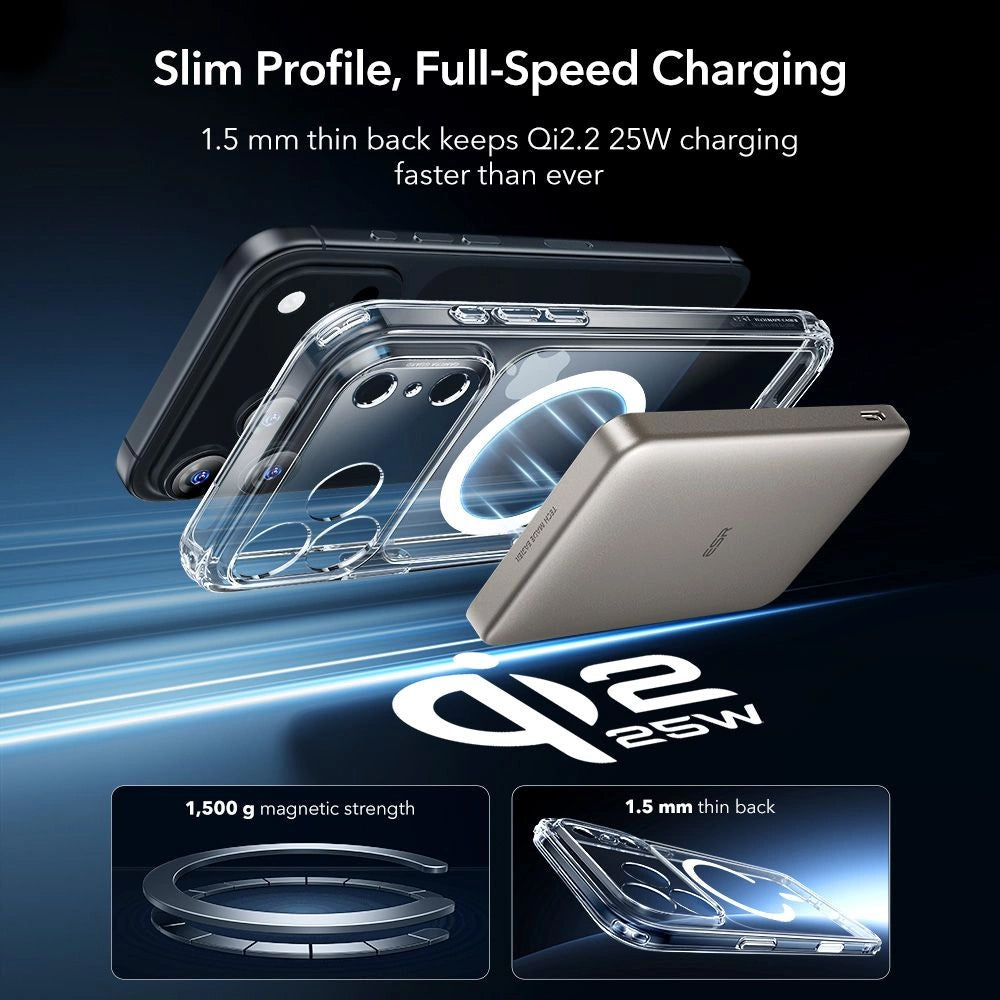 MagSafe Hülle für Apple iPhone 17 Pro Max, ESR, Classic Hybrid mit Displayschutz, Transparent