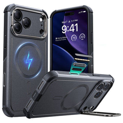 MagSafe Hülle für Apple iPhone 17 Pro Max, ESR, Cyber Armor Kickstand, Grau