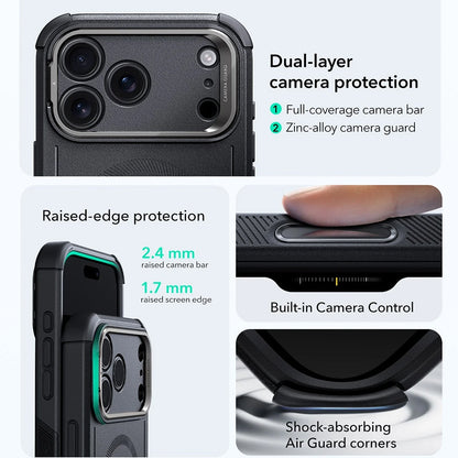 MagSafe Hülle für Apple iPhone 17 Pro Max, ESR, Cyber Armor Kickstand, Schwarz
