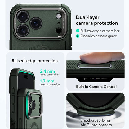 MagSafe Hülle für Apple iPhone 17 Pro Max, ESR, Cyber Armor Kickstand, Grün