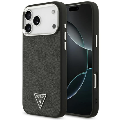 MagSafe Hülle für Apple iPhone 17 Pro Max, Guess, 4G Triangle Logo, Schwarz Silbern