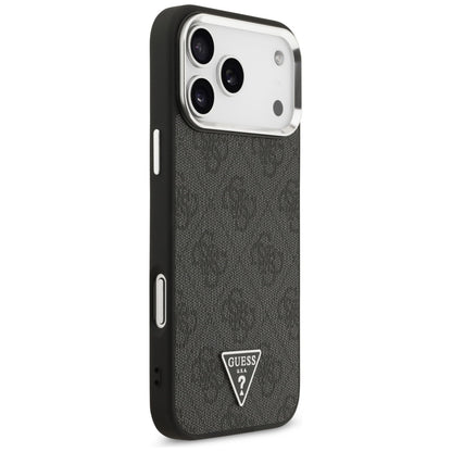 MagSafe Hülle für Apple iPhone 17 Pro Max, Guess, 4G Triangle Logo, Schwarz Silbern
