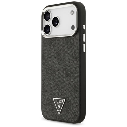 MagSafe Hülle für Apple iPhone 17 Pro Max, Guess, 4G Triangle Logo, Schwarz Silbern