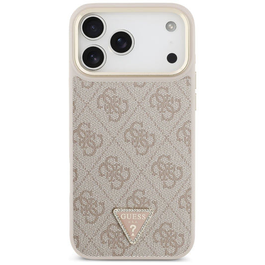 MagSafe Hülle für Apple iPhone 17 Pro Max, Guess, 4G Triangle Logo mit großem Riemen, Rosa