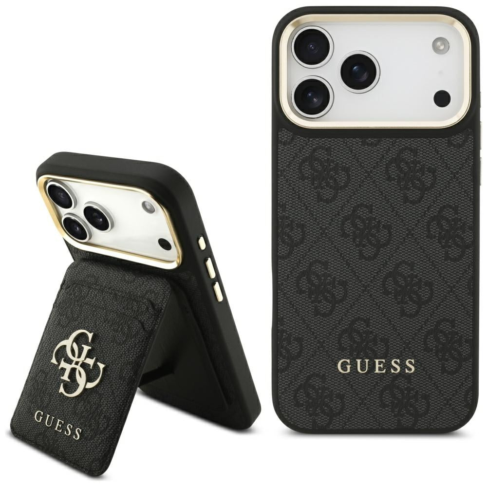 MagSafe Hülle für Apple iPhone 17 Pro Max, Guess, Cardslot 4G, Schwarz