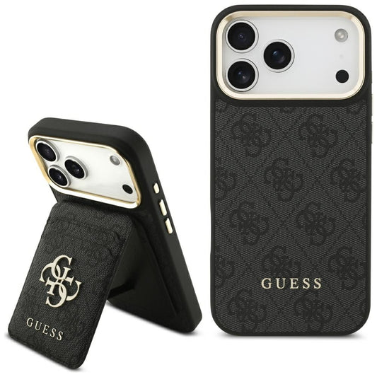 MagSafe Hülle für Apple iPhone 17 Pro Max, Guess, Cardslot 4G, Schwarz