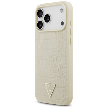 MagSafe Hülle für Apple iPhone 17 Pro Max, Guess, Croco Triangle Logo, Gold