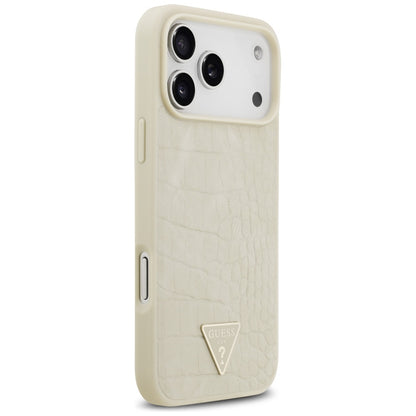 MagSafe Hülle für Apple iPhone 17 Pro Max, Guess, Croco Triangle Logo, Gold