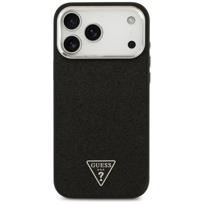MagSafe Hülle für Apple iPhone 17 Pro Max, Guess, Glitter Triangle Logo, Schwarz