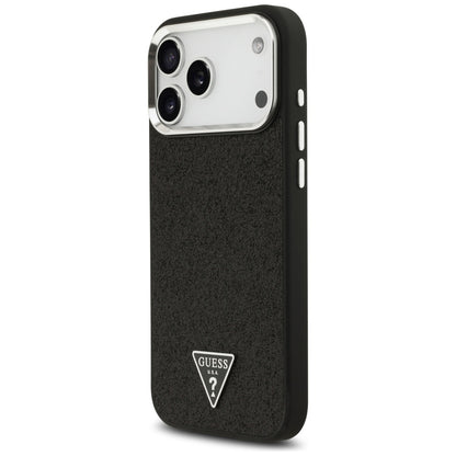 MagSafe Hülle für Apple iPhone 17 Pro Max, Guess, Glitter Triangle Logo, Schwarz