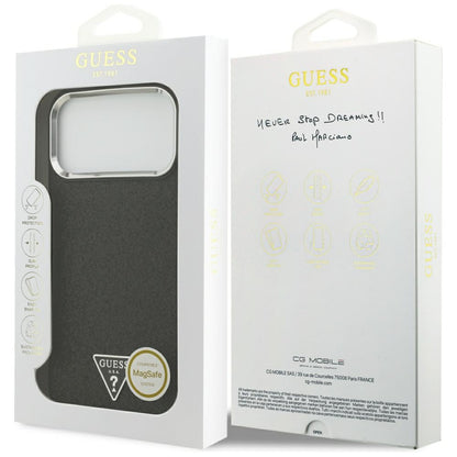 MagSafe Hülle für Apple iPhone 17 Pro Max, Guess, Glitter Triangle Logo, Schwarz