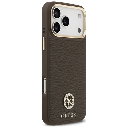 MagSafe Case for Apple iPhone 17 Pro Max, Guess, Grained Strass Logo, Brown