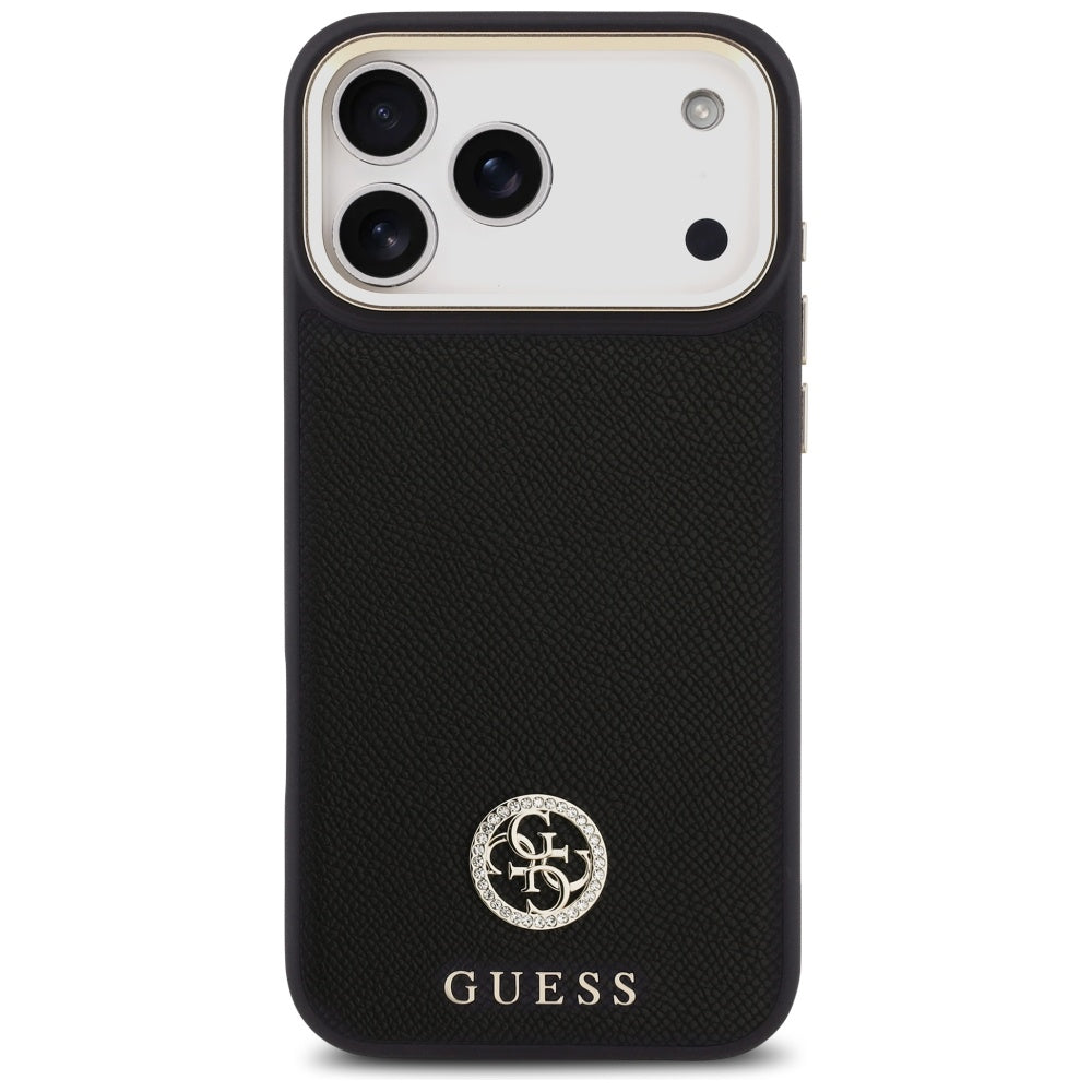 MagSafe Hülle für Apple iPhone 17 Pro Max, Guess, Grained Strass Logo, Schwarz