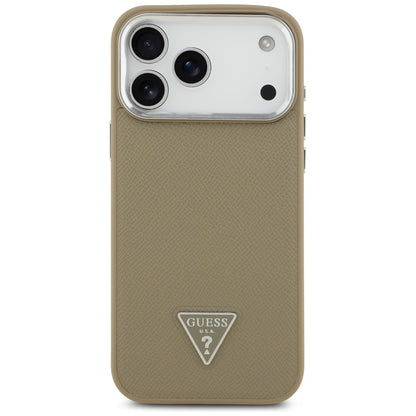 MagSafe Hülle für Apple iPhone 17 Pro Max, Guess, Grained Triangle Logo, Braun