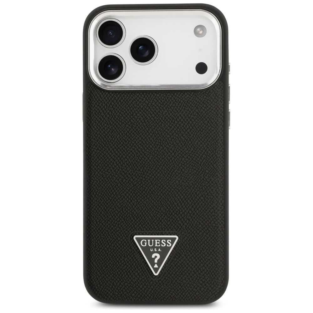 MagSafe Hülle für Apple iPhone 17 Pro Max, Guess, Grained Triangle Logo, Schwarz