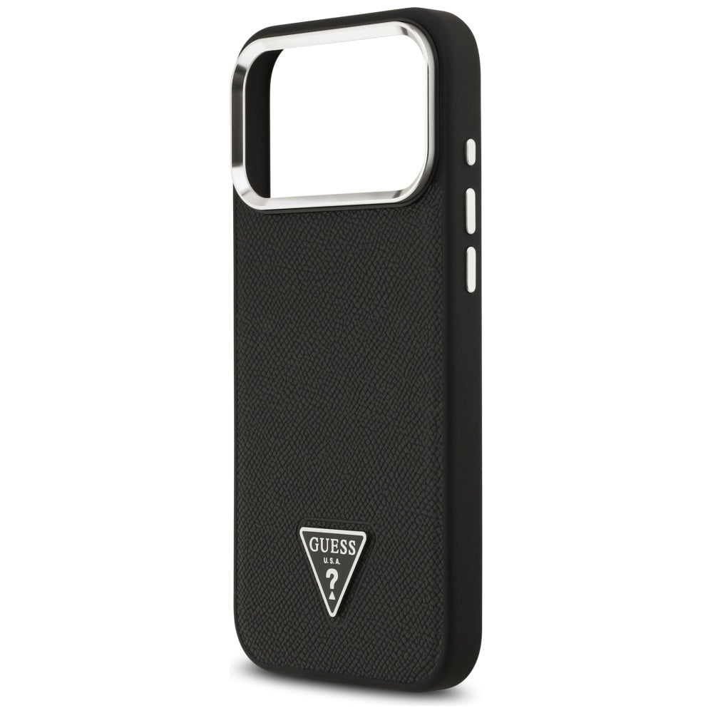 MagSafe Hülle für Apple iPhone 17 Pro Max, Guess, Grained Triangle Logo, Schwarz