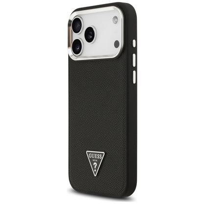 MagSafe Hülle für Apple iPhone 17 Pro Max, Guess, Grained Triangle Logo, Schwarz