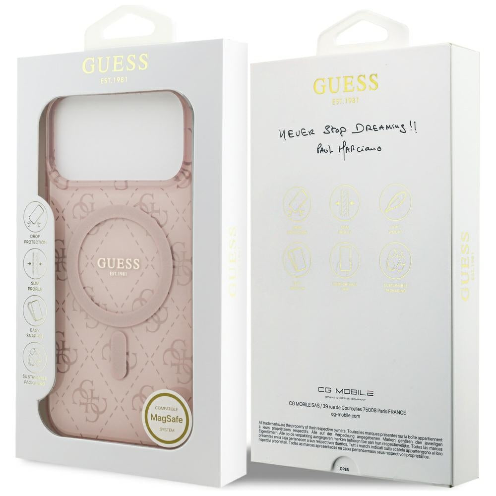 MagSafe Hülle für Apple iPhone 17 Pro Max, Guess, IML 4G Hintergrund, Rosa