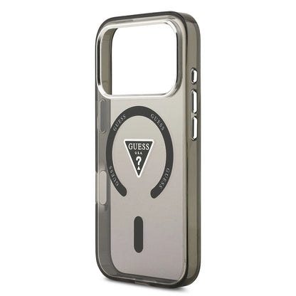 MagSafe Hülle für Apple iPhone 17 Pro Max, Guess, IML Gradient Triangle Logo, Schwarz Silbern