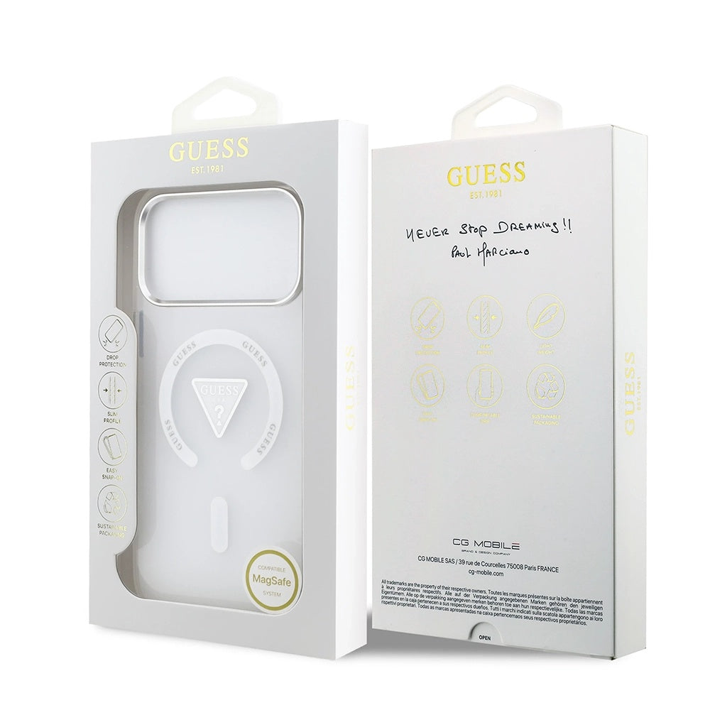 MagSafe Hülle für Apple iPhone 17 Pro Max, Guess, IML Gradient Triangle Logo, Transparent