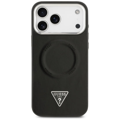MagSafe Hülle für Apple iPhone 17 Pro Max, Guess, Triangle Logo, Schwarz Silbern
