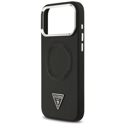 MagSafe Hülle für Apple iPhone 17 Pro Max, Guess, Triangle Logo, Schwarz Silbern