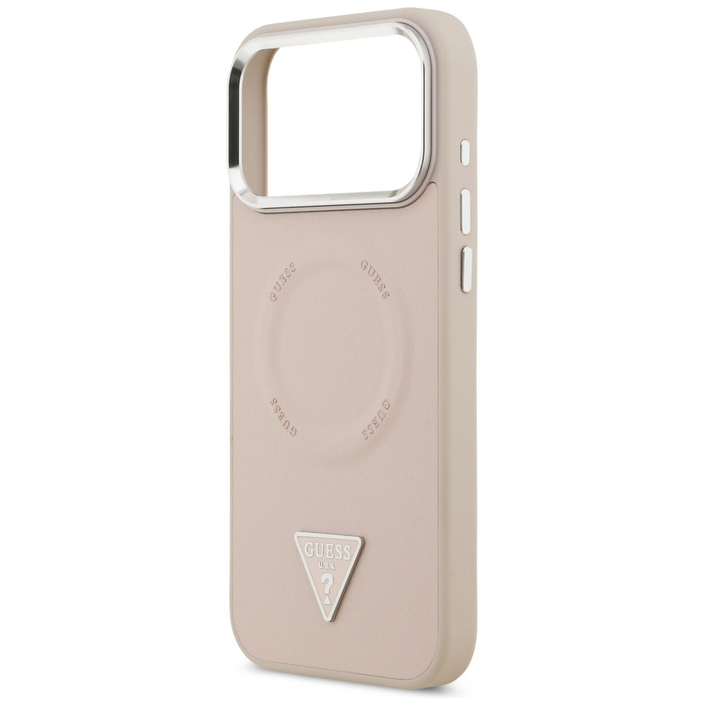 MagSafe Hülle für Apple iPhone 17 Pro Max, Guess, Triangle Logo, Rosa Silber