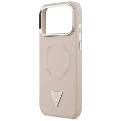 MagSafe Hülle für Apple iPhone 17 Pro Max, Guess, Triangle Logo, Rosa Silber