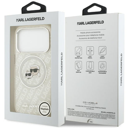 MagSafe Hülle für Apple iPhone 17 Pro Max, Karl Lagerfeld, Glitter Karl & Choupette Head, Weiß