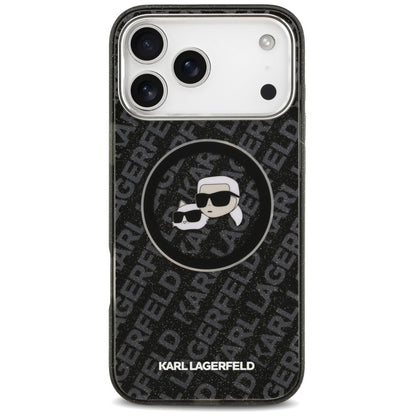 MagSafe Hülle für Apple iPhone 17 Pro Max, Karl Lagerfeld, Glitter Karl & Choupette Head, Schwarz