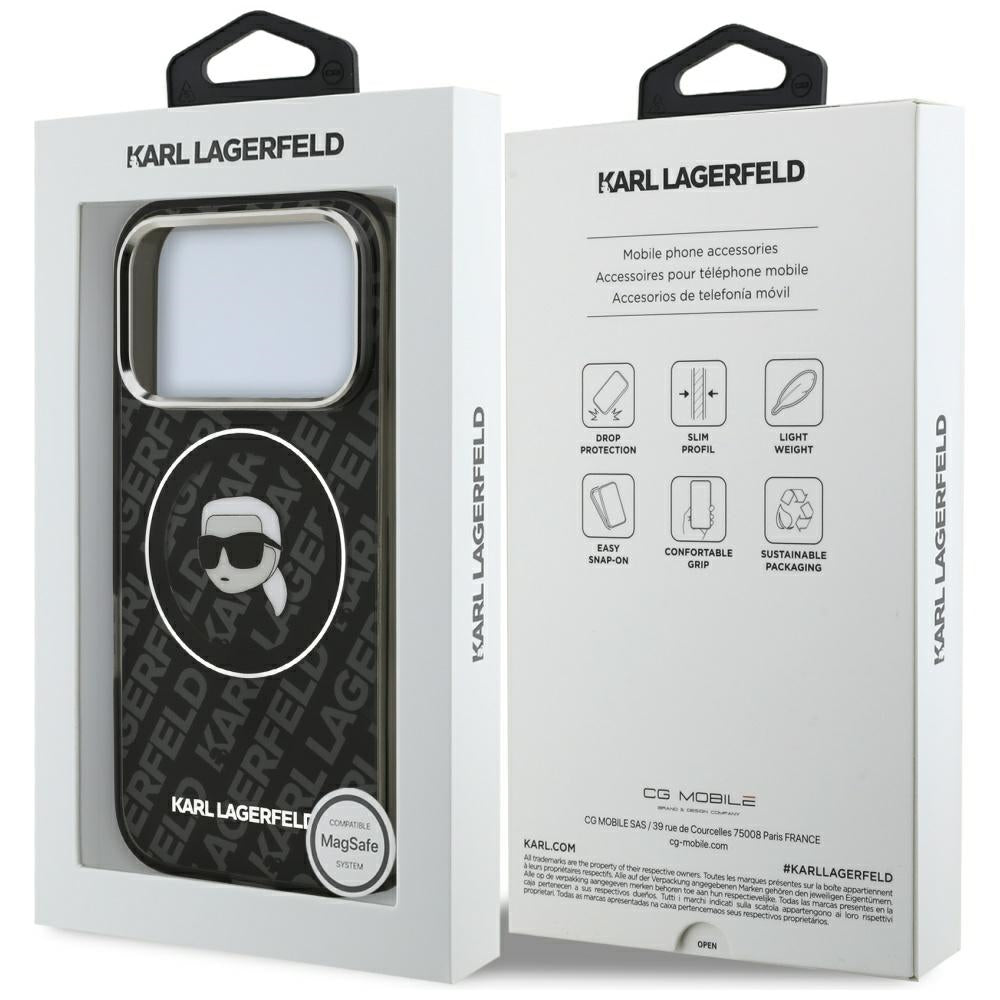 MagSafe Hülle für Apple iPhone 17 Pro Max, Karl Lagerfeld, IML Karl`s Head, Schwarz
