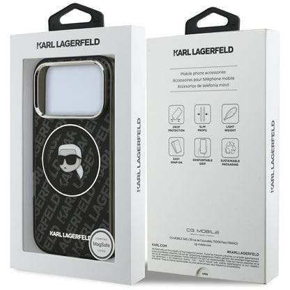 MagSafe Hülle für Apple iPhone 17 Pro Max, Karl Lagerfeld, IML Karl`s Head, Schwarz