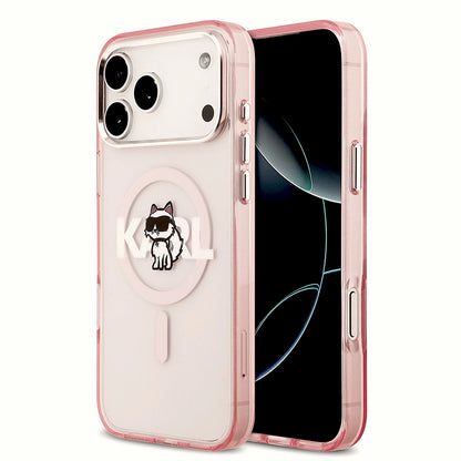 MagSafe Hülle für Apple iPhone 17 Pro Max, Karl Lagerfeld, IML Sketch Logo Choupette, Rosa