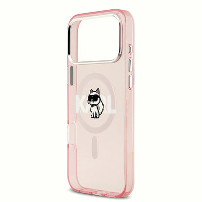 MagSafe Hülle für Apple iPhone 17 Pro Max, Karl Lagerfeld, IML Sketch Logo Choupette, Rosa