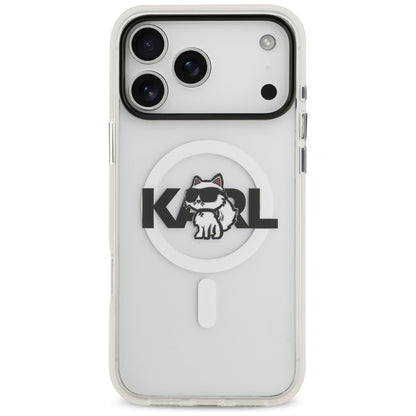 MagSafe Hülle für Apple iPhone 17 Pro Max, Karl Lagerfeld, IML Sketch Logo Choupette, Transparent