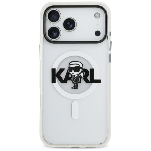 MagSafe Hülle für Apple iPhone 17 Pro Max, Karl Lagerfeld, IML Sketch Logo Karl, Transparent