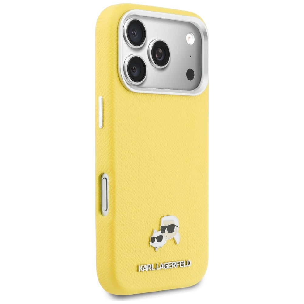 MagSafe Case for Apple iPhone 17 Pro Max, Karl Lagerfeld, Karl & Choupette Head's Pin, Yellow