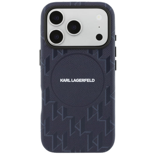 MagSafe Hülle für Apple iPhone 17 Pro Max, Karl Lagerfeld, KL Monogram Logo, Blau