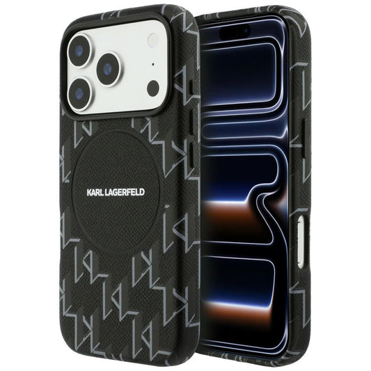 MagSafe Hülle für Apple iPhone 17 Pro Max, Karl Lagerfeld, KL Monogram Logo, Schwarz